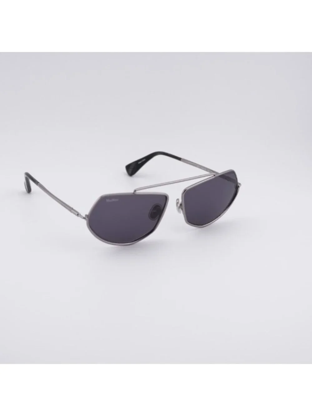 Max Mara MM0165 14A Joey Sunglasses Shiny Light Ruthenium Geometric Frame